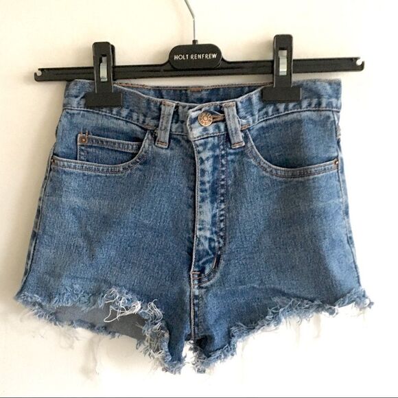 Jive Vintage High Waisted Cut Off Denim Shorts 24 - Picture 3 of 5